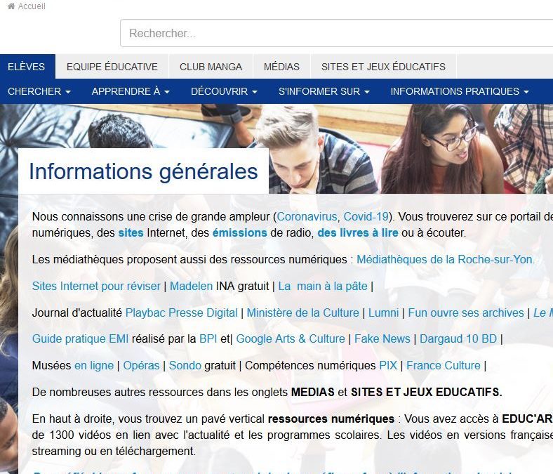 Nombreuses ressources en ligne sans connexion sur le portail du CDI