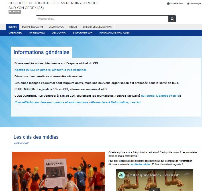 Page d'accueil du site du CDI